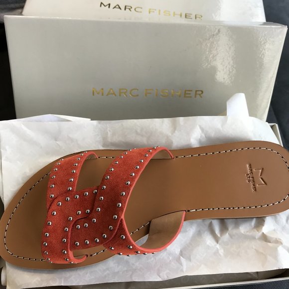 MARC FISHER LTD Ramie Medium Red Suede slide NIB - Picture 2 of 3